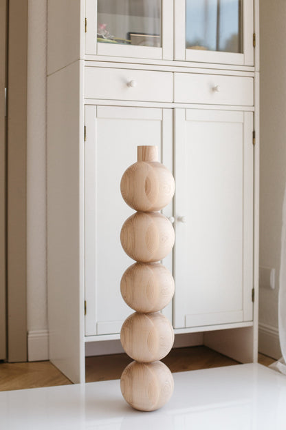 Wooden Furniture Leg with Five Sphere Details – Lathe-Turned Design, H730 mm