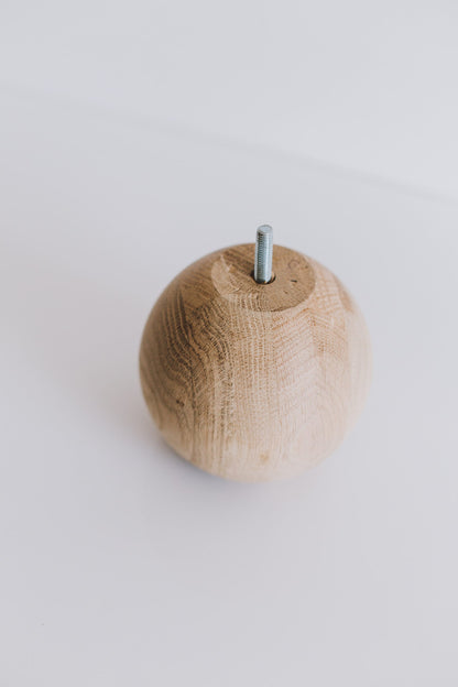 Round Turned Wooden Furniture Leg with Ball Detail – Lathe-Turned Design, H180 mm